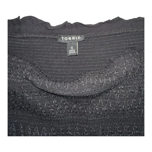 Torrid Challis Smocked Puff Sleeve Crop Top Black 6X Romantic Flattering NWOT - Picture 6 of 11
